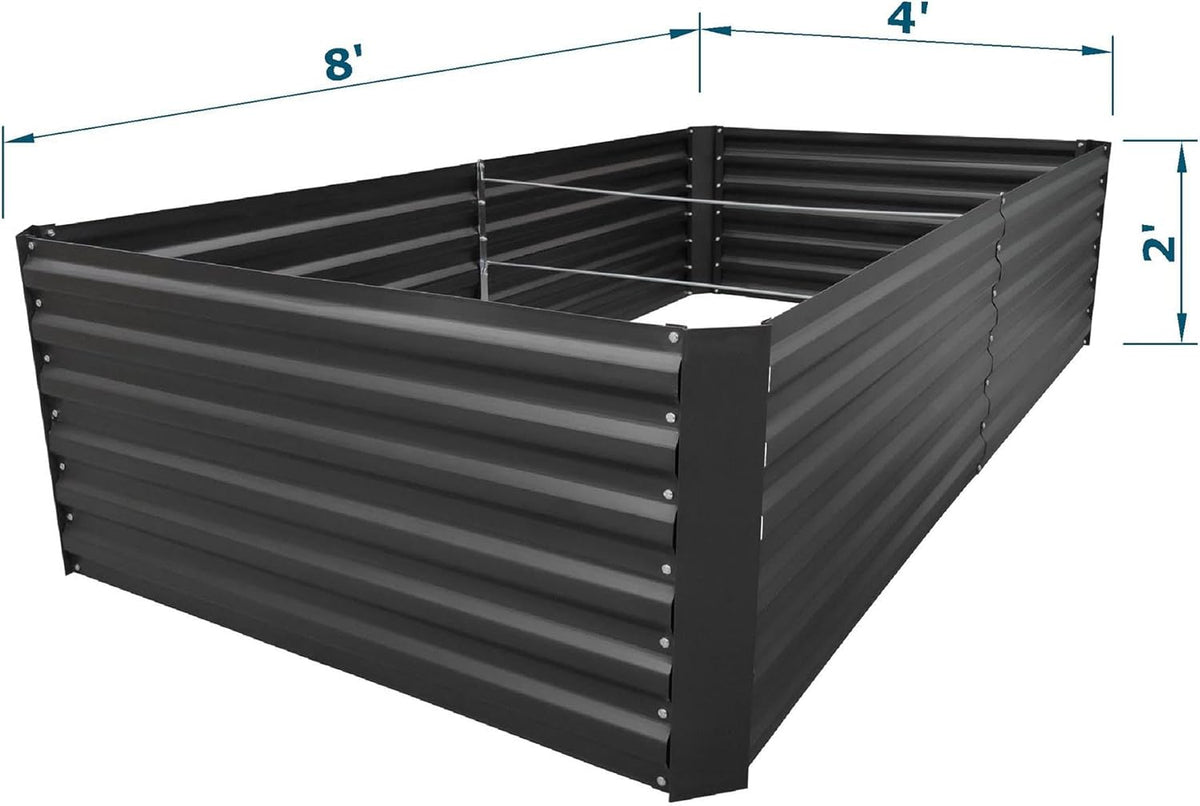 8x4x2FT Metal Raised Garden Bed Kit, Galvanized Outdoor Garden Bed Planter Box for Vegetables