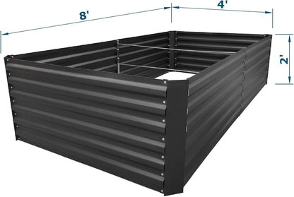 8x4x2FT Metal Raised Garden Bed Kit, Galvanized Outdoor Garden Bed Planter Box for Vegetables