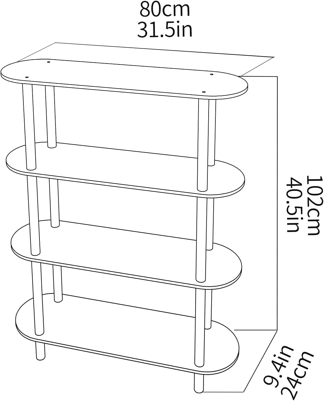 Clear Bookshelf, Acrylic Bookcase with Open Book Shelf for Office Living Room Bedroom (4 Tier
