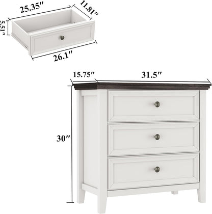 BLANKSPACE Dresser for Bedroom, 3 Drawer Dresser, Modern 3 Chest of Drawers, Farmhouse Storage