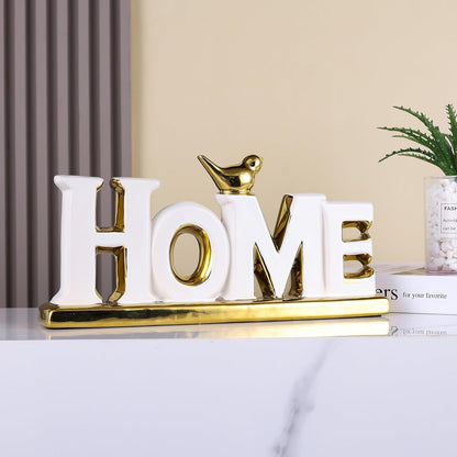 Love Sign Decoration,White and Gold Love Signs for Home Decor Statue,Modern Bird Sculpture
