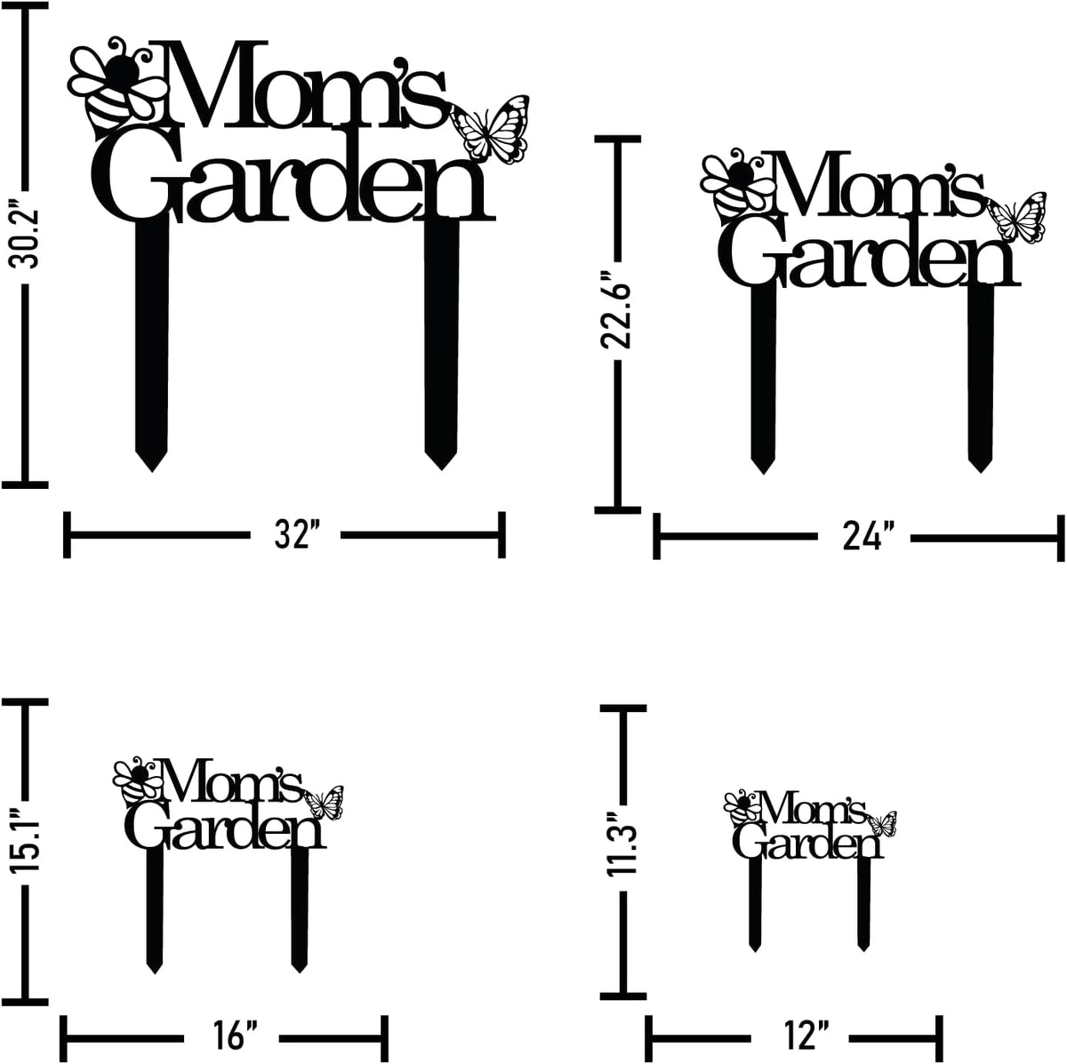 Custom Patio Meta Sign with Stake, Bee and Butterfly Decoration, Farmhouse Yard Art - Personalized