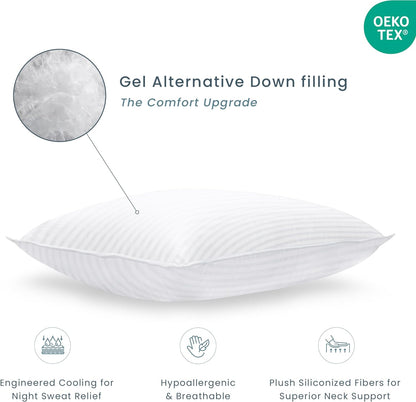 Threadmill Bed Pillows Queen Size Set of 2 | Soft Down Alternative Cooling Bed Pillow for Sleeping