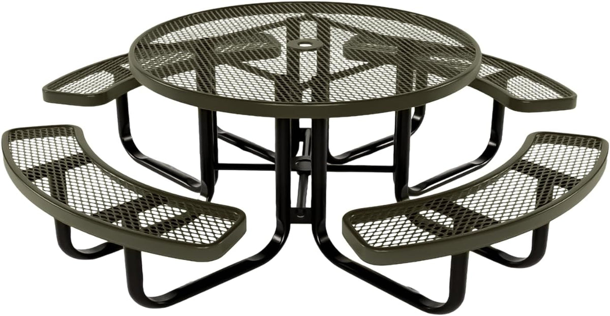 Heavy-Duty Portable Outdoor Kids Table with Umbrella Hole, Expanded Metal Kids Picnic Table