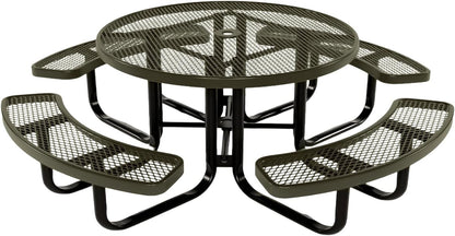 Heavy-Duty Portable Outdoor Kids Table with Umbrella Hole, Expanded Metal Kids Picnic Table