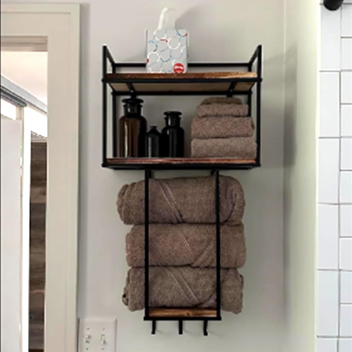 Towel Rack Wall Mounted - Space-Saving Design for Small Bathrooms - Versatile Organizer for Towels