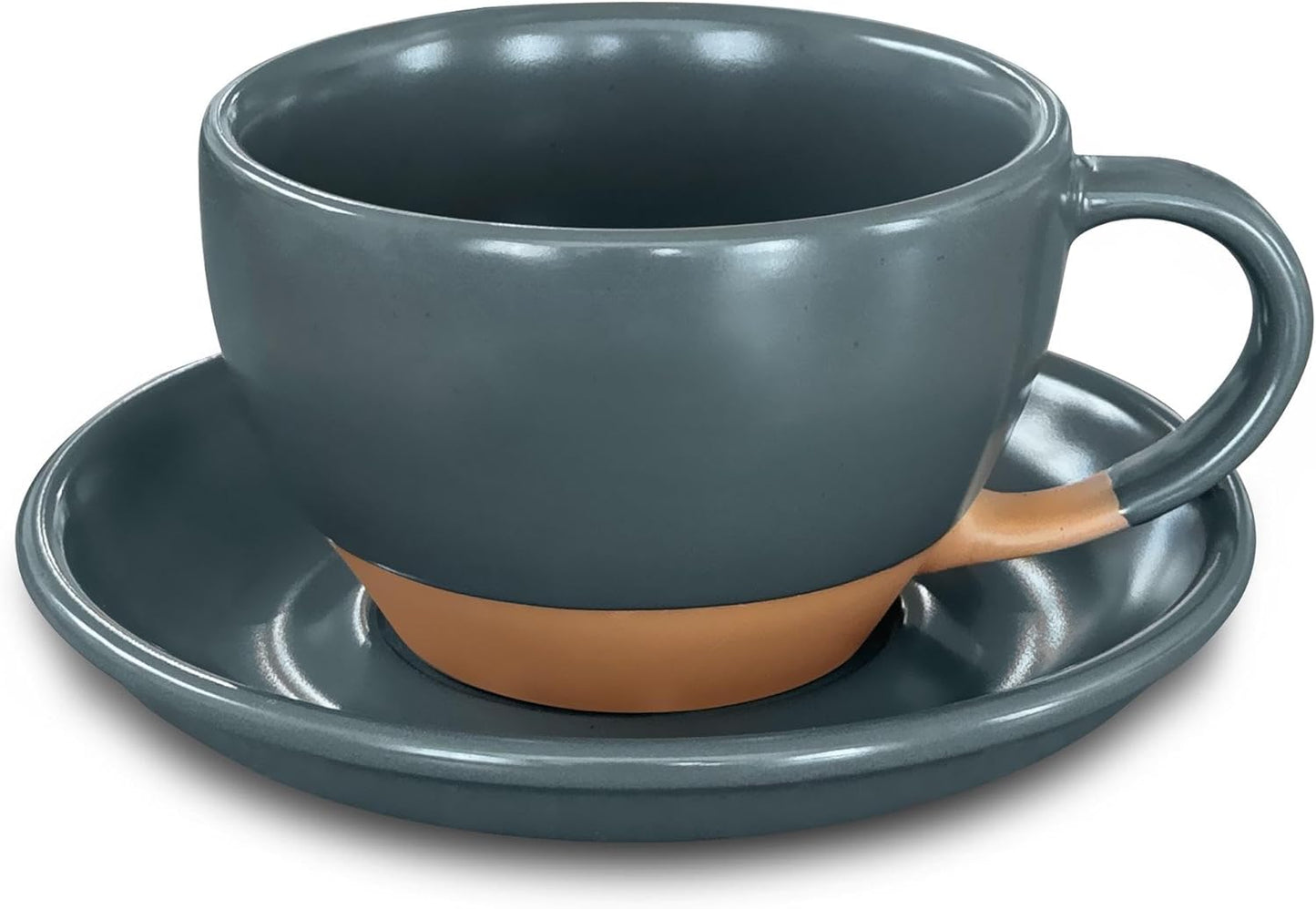 Mora Ceramic Latte Art Mug With Saucer - 10.5 oz, Round Bottom For Perfect Pours - Cafe Cups for
