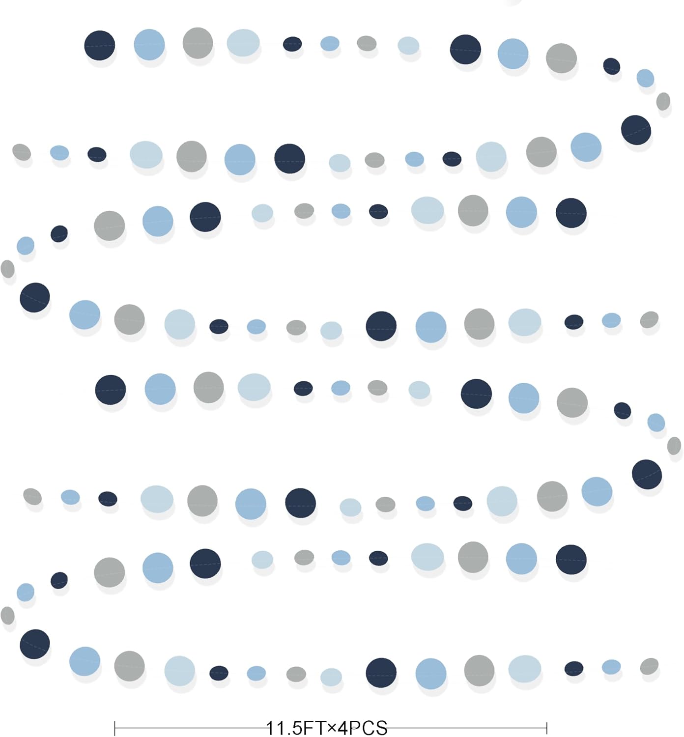 Dusty Blue Party Decorations Navy Blue Circle Dots Garland Gray Blue Hanging Paper Polka Dot