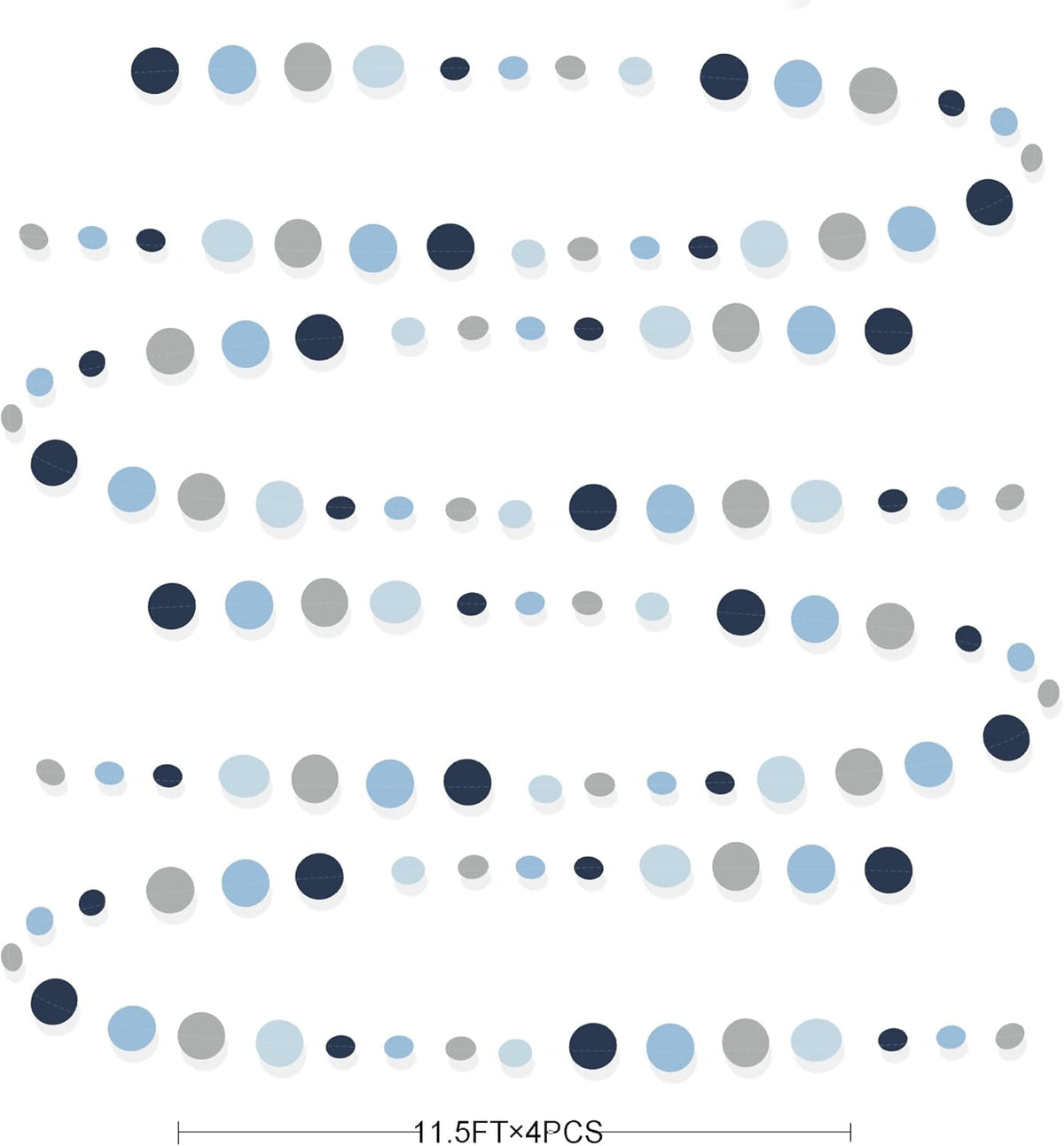 Dusty Blue Party Decorations Navy Blue Circle Dots Garland Gray Blue Hanging Paper Polka Dot