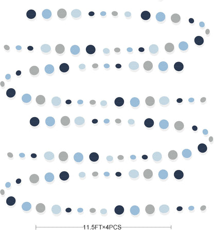 Dusty Blue Party Decorations Navy Blue Circle Dots Garland Gray Blue Hanging Paper Polka Dot