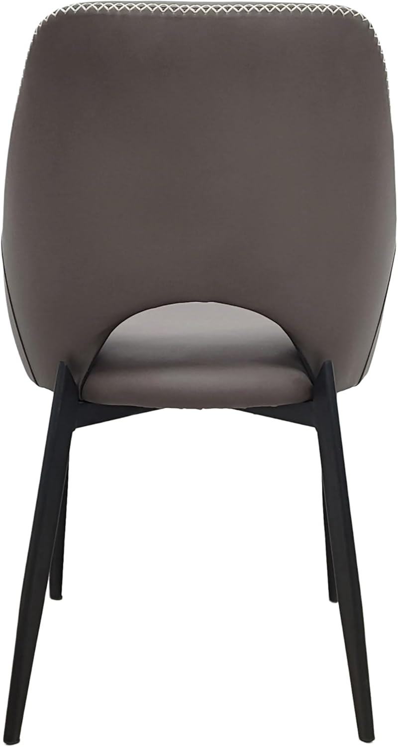 LeisureMod Amalfi Upholstered Fabric Dining Chair – Modern Side Chair with Iron Legs, Mid-Century