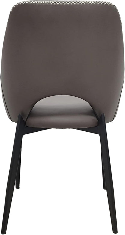 LeisureMod Amalfi Upholstered Fabric Dining Chair – Modern Side Chair with Iron Legs, Mid-Century