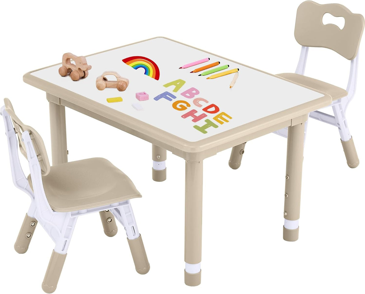 Toddler Table and Chair Set, Height Adjustable-Upgrade Kids Table and 2 Chairs for Ages 3-8