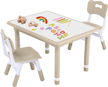 Toddler Table and Chair Set, Height Adjustable-Upgrade Kids Table and 2 Chairs for Ages 3-8