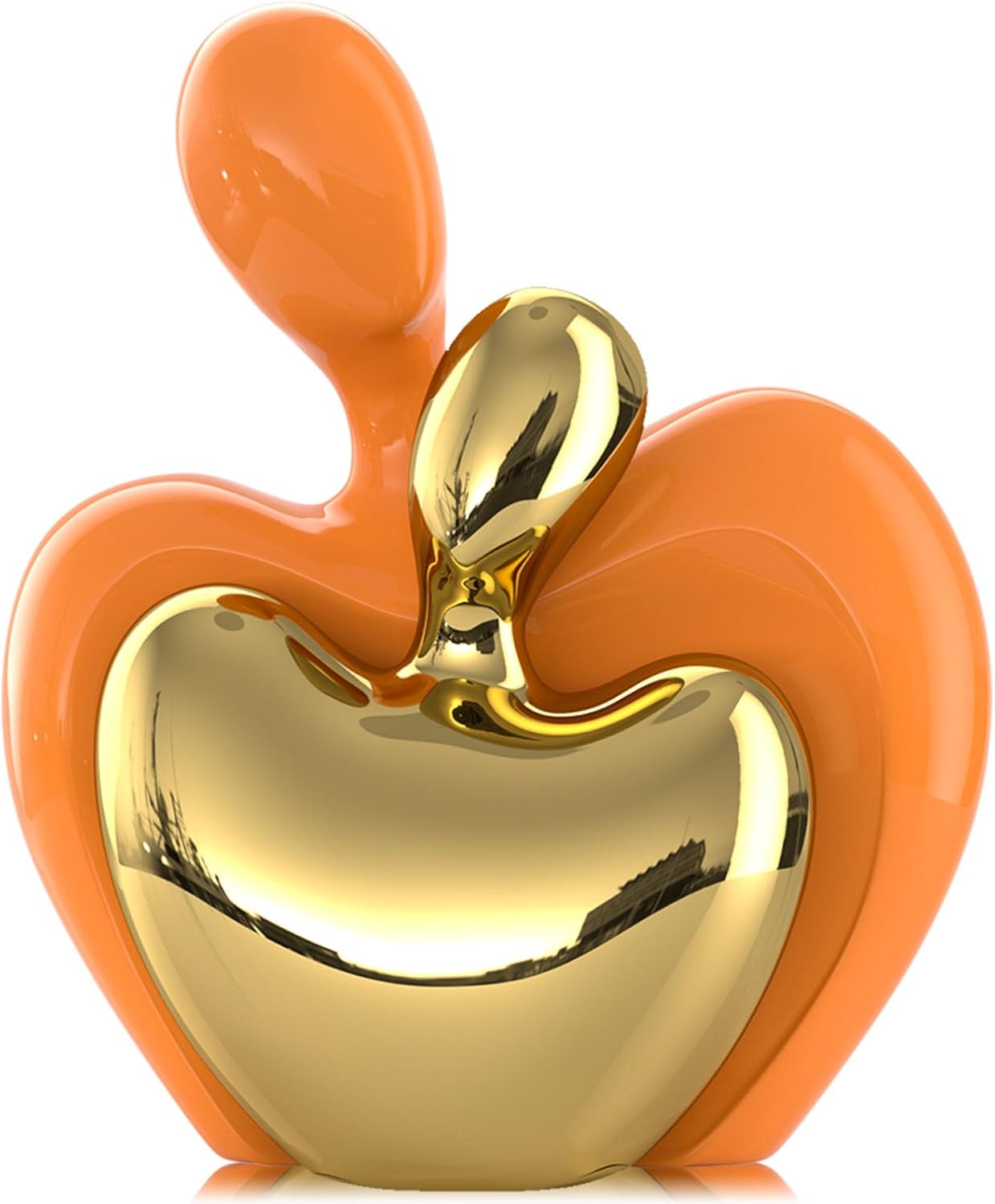 XMGZQ Orange and Gold Ceramic Couple Figurines Home Decor,Wedding Engagement Romantic Gift for