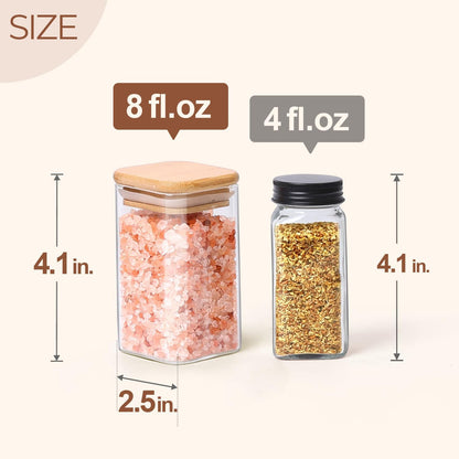 ComSaf 6Pcs 8oz Spice Jars with Label Trial Set, Glass Spice Jars with Bamboo Lids Supplementary