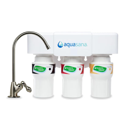 Aquasana Under Sink Water Filter System - Reduces PFAS, Lead, & Chlorine in Drinking Water - Under