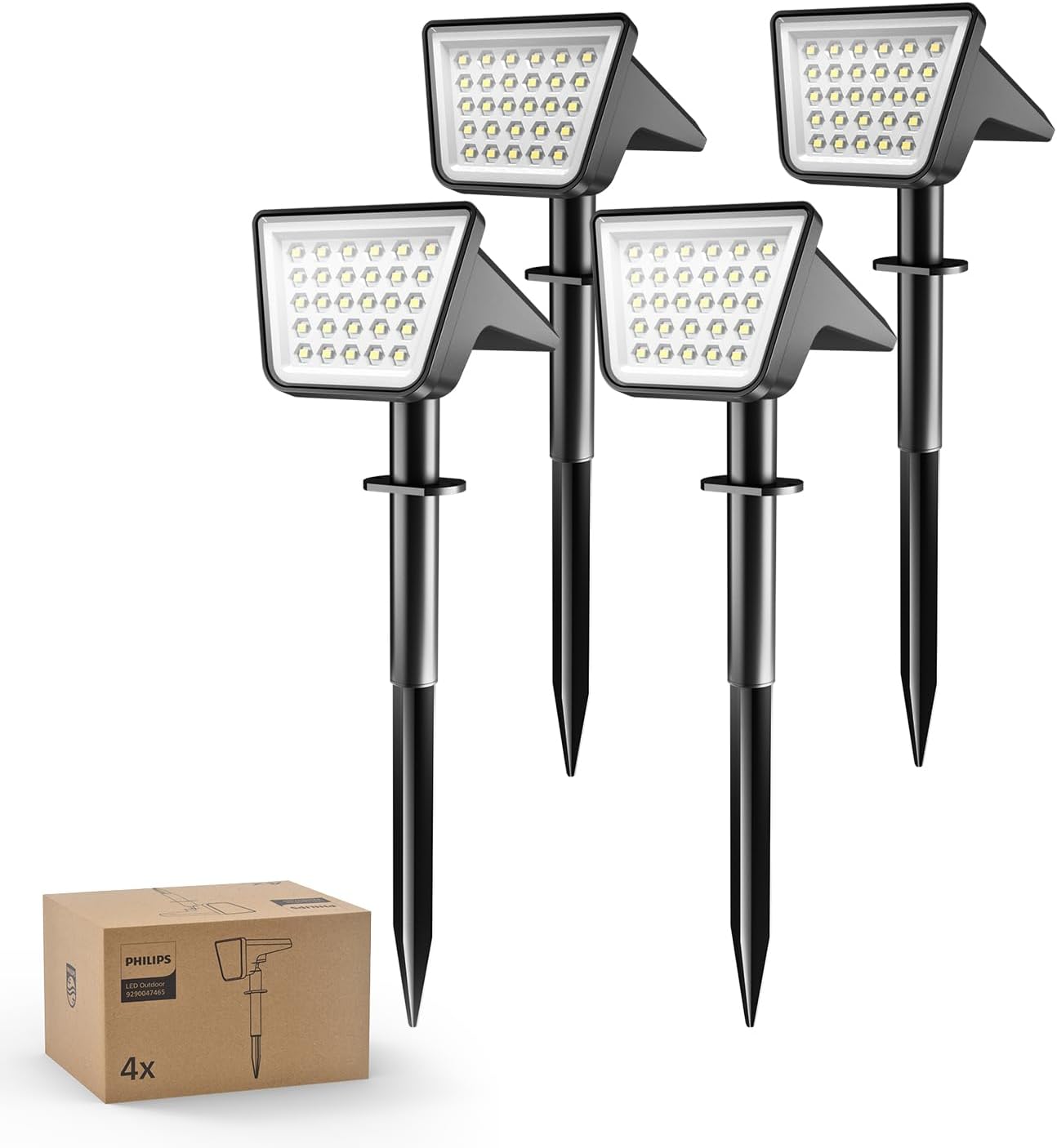 Philips 4 Packs Solar Spot Lights Outdoor Waterproof, 28 LED 7500K Solar Powered Landscape Pathway