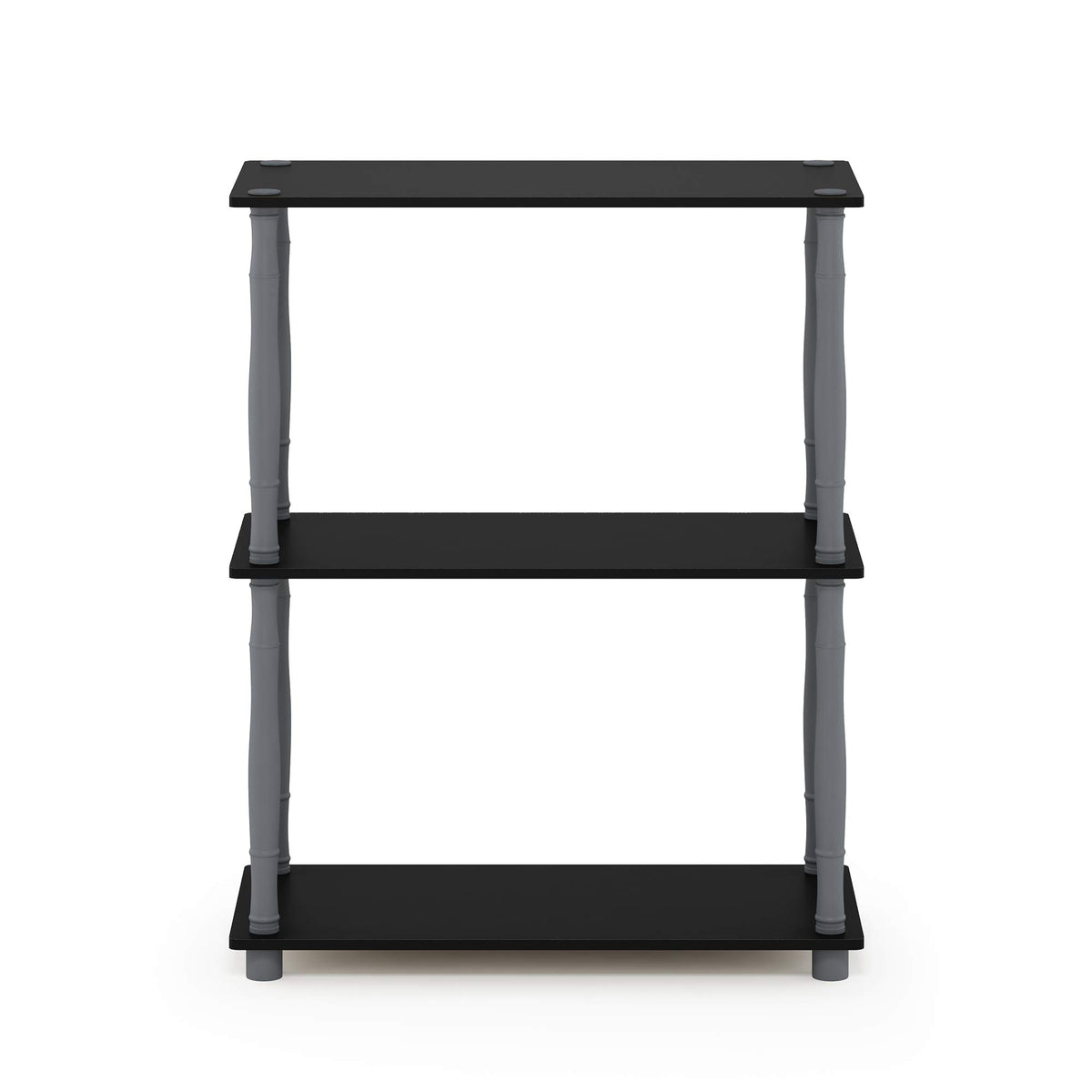 Furinno Turn-N-Tube 3-Tier Compact Multipurpose Shelf Display Rack with Classic Tube, Black/Grey