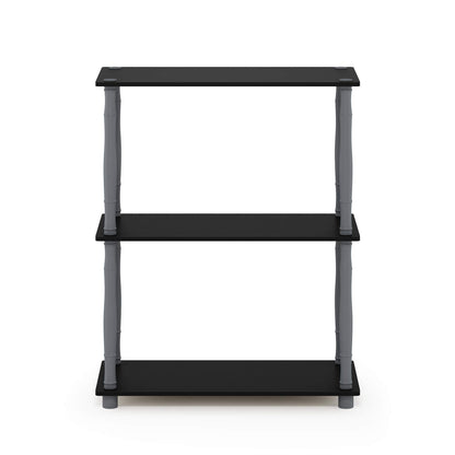 Furinno Turn-N-Tube 3-Tier Compact Multipurpose Shelf Display Rack with Classic Tube, Black/Grey