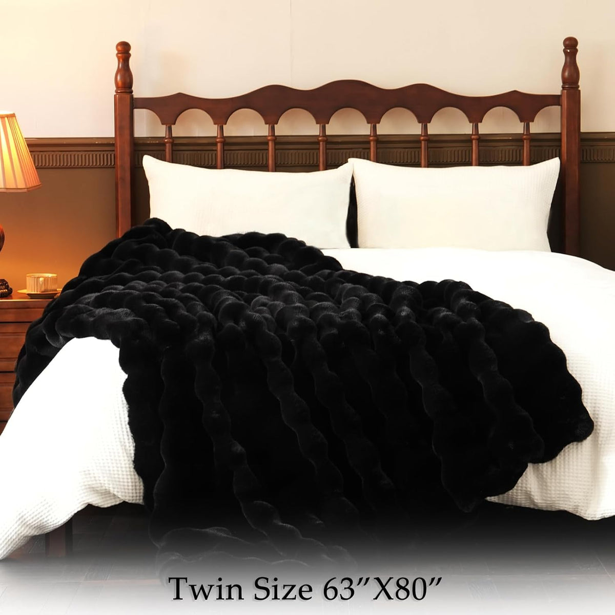 BENVWE Faux Fur Throw Blanket for Couch Bed - Fluffy Soft Thick Bubble Blanket for Living Room Home
