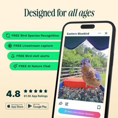 Birdbuddy PRO Solar Smart Bird Feeder with Camera - AI Bird Species Identification, 5MP Photos, 2K