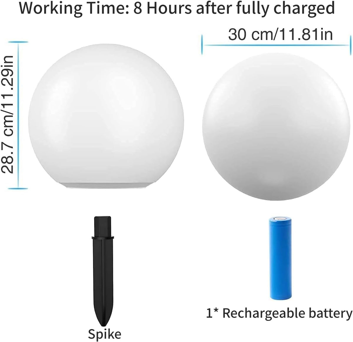 infray 12-Inch LED Ball Light, Solar Rechargeable Globe Light Color Changing Solar Globe Lamp IP67
