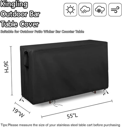 Kingling Outdoor Table Cover for Outdoor Bar Table, 55 Inch Waterproof Patio Bar Table Cover for