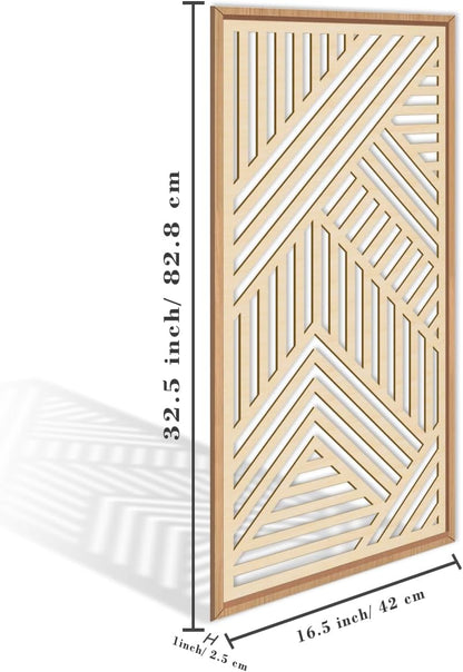 IARTTOP 3 Pieces Wood Boho Wall Art Framed Mid century Modern Wooden Wall Decor Large Minimalist