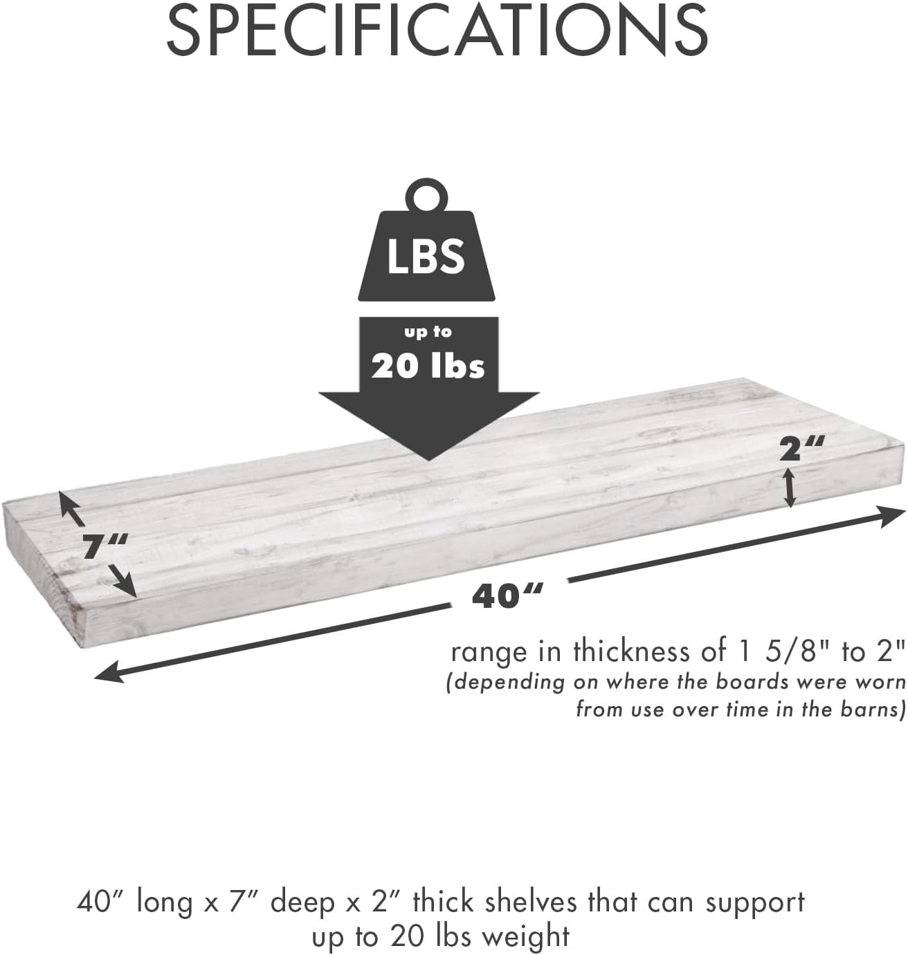 Urban Legacy Reclaimed Barnwood Planks | Floating Shelves for Wall w/Flush Mount Shelf Bracket Set