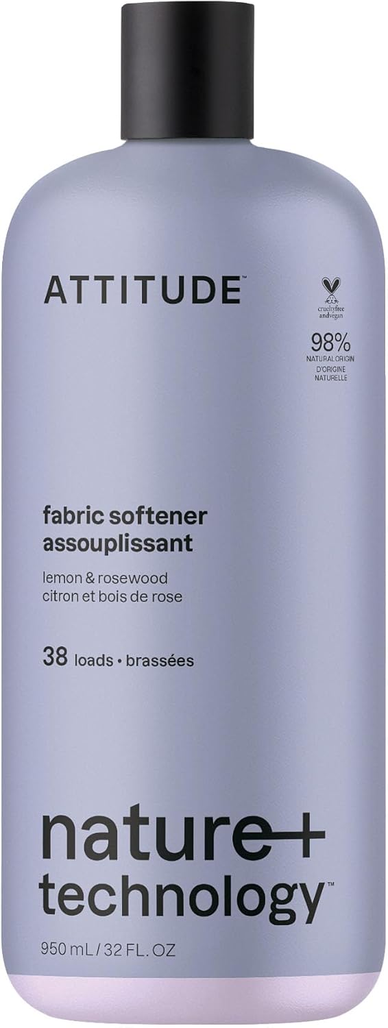 ATTITUDE Liquid Fabric Softener, Natural Origin Ingredients, For White and Colored Clothing