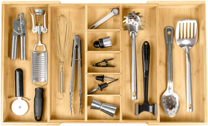 Adjustable Kitchen Drawer Organizer for Utensils and Junk, Food-Safe Contract Grade with 100%