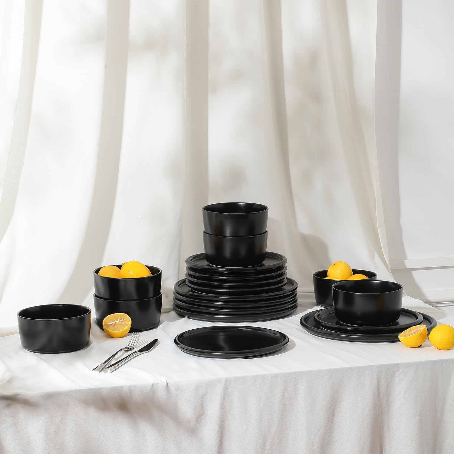 Stone Lain Eden 12-Piece Dinnerware Set Stoneware, Plates and Bowls Set, Dishwasher and Microwave