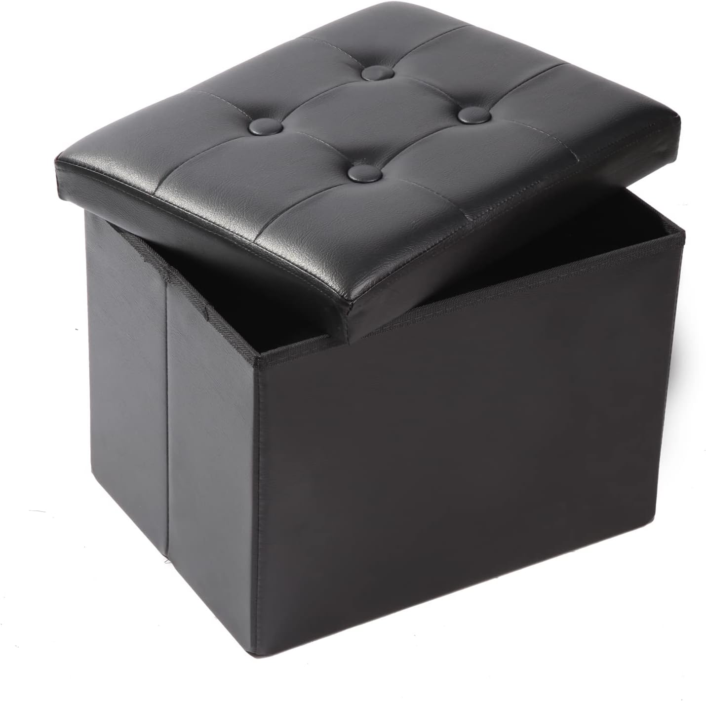 ALASDO Storage Ottoman Footrest Stool Small Ottoman with Storage Foldable Ottoman Leather Foot Rest