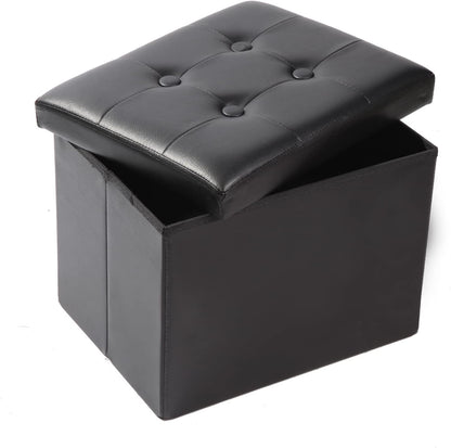 ALASDO Storage Ottoman Footrest Stool Small Ottoman with Storage Foldable Ottoman Leather Foot Rest