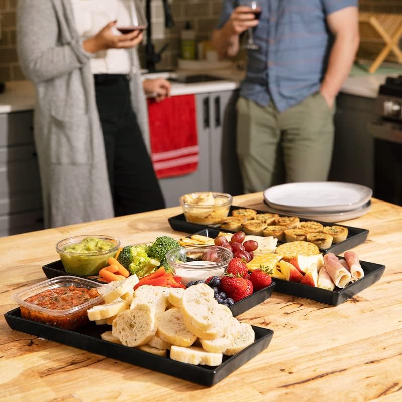 Home Beets Matte Black Ceramic Serving Platters (14 x 6 Inch Rectangle Plates) Serving Dishes for
