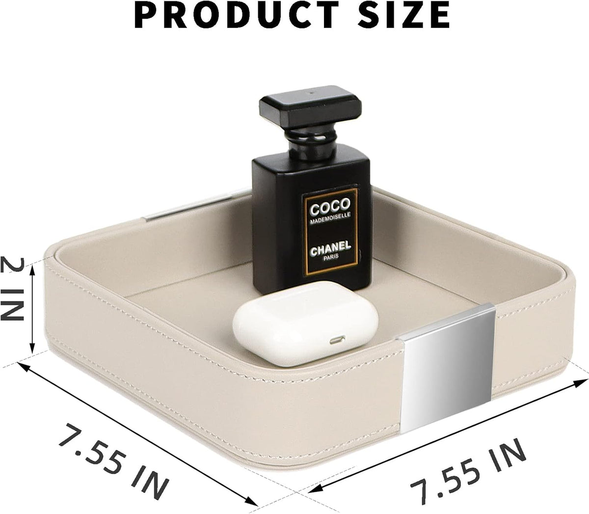 SANZIE Luxury Leather Desktop Storage Small Catchall Organizer Decorative Tray for Entryway Table