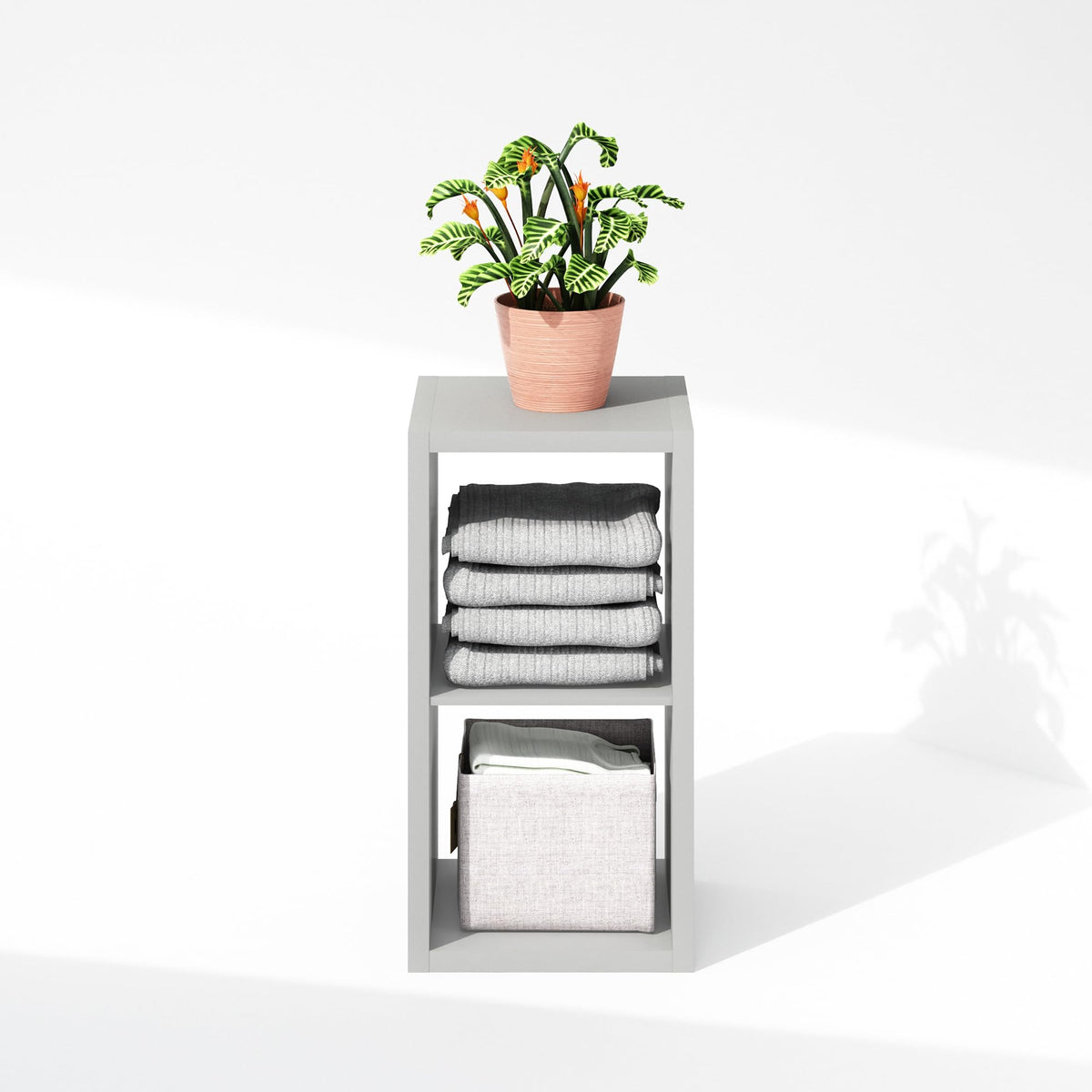 Furinno Cubic Extra Thick 2-Cube Closet Organizers and Storage, Light Grey