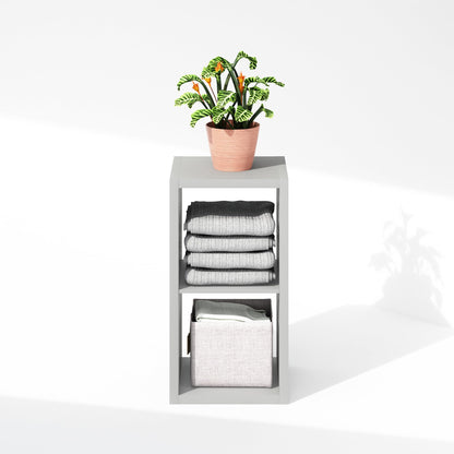 Furinno Cubic Extra Thick 2-Cube Closet Organizers and Storage, Light Grey