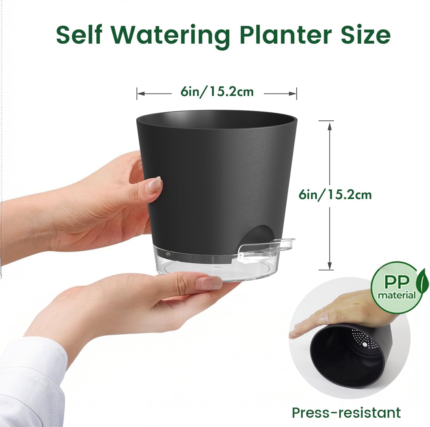 6 inch Self Watering Pots for Indoor Outdoor Plants, 3 Pack Flower Plant Pots with Drainage Holes