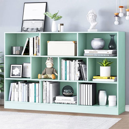 IOTXY Open Shelf Low Bookcase - Wooden 3-Tier Floor Standing Display Cabinet Organizer with Base