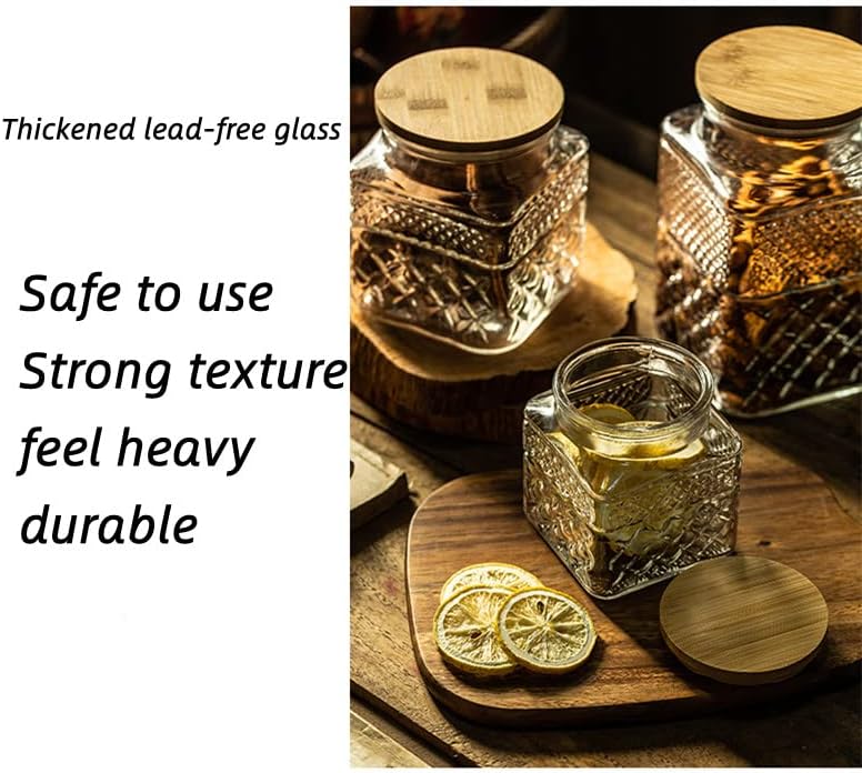 Glass Storage Jar, 38 FL OZ Glass Food Storage Canisters with Bamboo Lid, Kitchen Containers