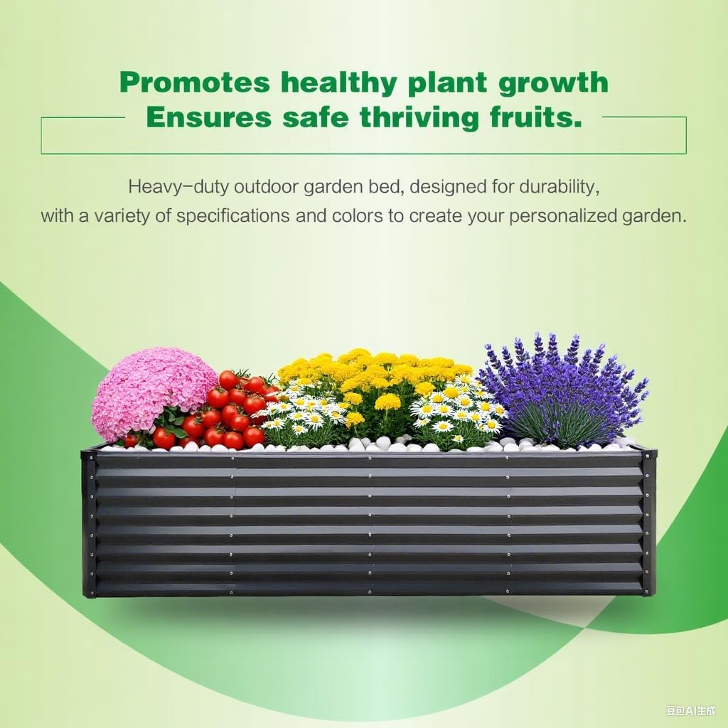 GARDMAX 6x3x1FT Raised Garden Bed Kit, Metal Planter Boxes Outdoor with Easy Assembly, Large Garden