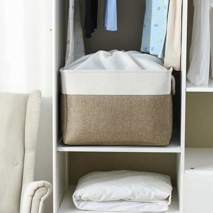 TheWarmHome Organization Basket - 20x16x14 inch Jumbo 3 Pack Collapsible Storage Bins for Shelves