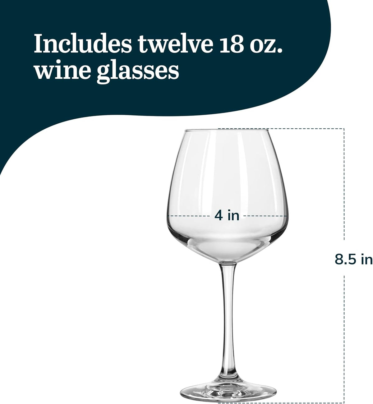 Libbey Vina Diamond Balloon Wine Glasses Set, Unique Angular Red Wine Glasses Set of 12, Large