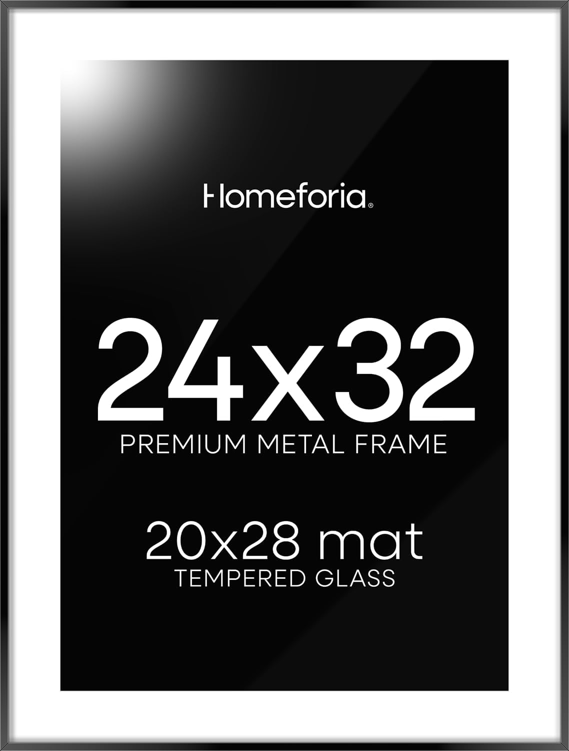 Homeforia 24x32 Poster Frame Black, High End Metal 24 x 32 Large Picture Frames with Mat 20 x 28