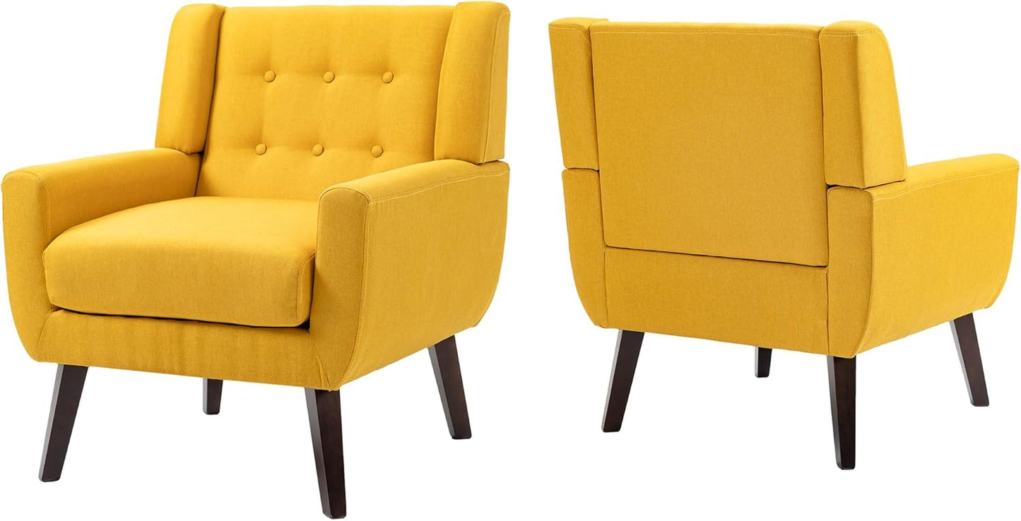 UIXE Accent Chairs Set of 2, Modern Armchair Upholstered Arm Chair in Fabric for Living Room, Comfy