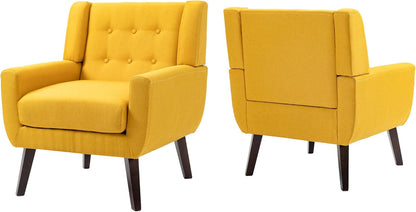 UIXE Accent Chairs Set of 2, Modern Armchair Upholstered Arm Chair in Fabric for Living Room, Comfy