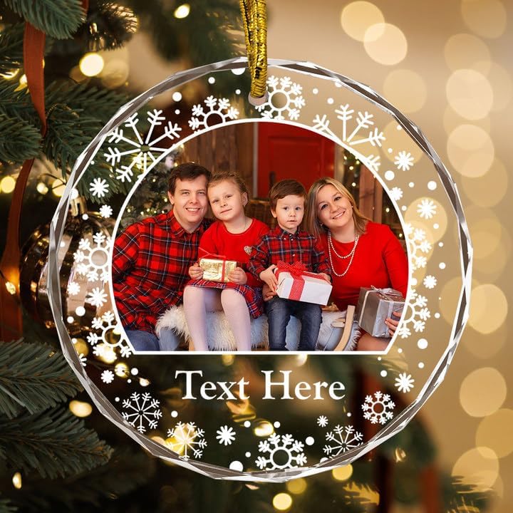 Personalized Photo Crystal Ornaments, Custom Glass with Picture for Christmas, Customized Crystal