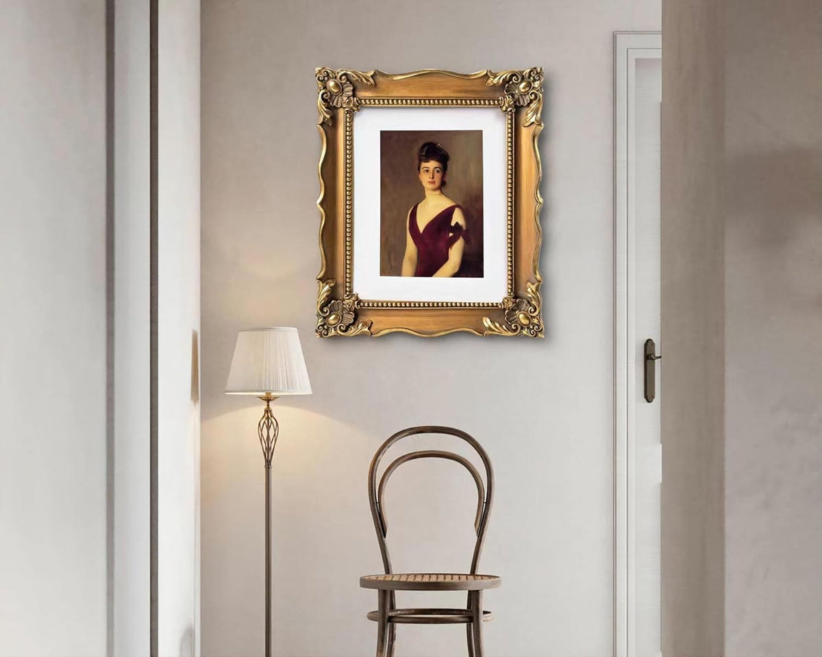 Vintage 8x10 Picture Frame with Embossed Flower, Ornate Gold Frame for 8x10 or 5x7 Photos with